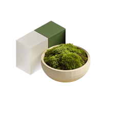 Isometric Moss Cube Icon - Nature 3D Design