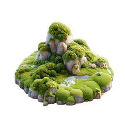 Üppiges moosiges Inselberg 3D Natur-Icon