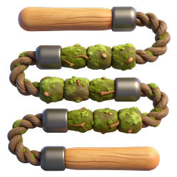 Mossy Jump Rope 3D Icon | Nature-Reclaimed Fitness