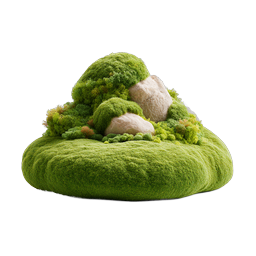 Mossy Rock Hill Nature Icon - 3D Clay Style