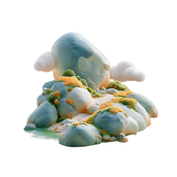Whimsical Mossy Rock Island Clay-Style 3D Icon