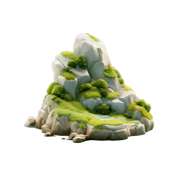 Mossy Rock Mountain 3D Isometric Nature Icon