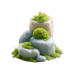 Mossy Rocks Nature Icon - Realistic Stone Cluster