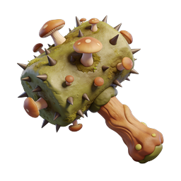 Fantasy Mossy Spiked Mushroom Hammer 3D Icon