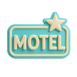 Vintage Motel Sign Icon - 3D Clay Style