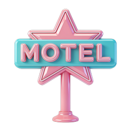 Pastel Motel Sign Icon - Retro 3D Render