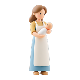 Mother Holding Baby 3D Clay Icon for Parenting Apps