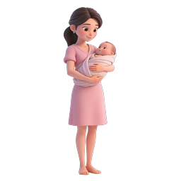 Mother Holding Baby 3D Icon - Parenting & Family