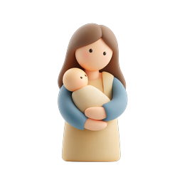 Mother Holding Baby Clay-Style 3D Icon