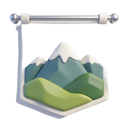 山脉风景横幅图标 - 3D 自然设计