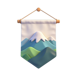 Mountain Landscape Hanging Banner 3D Icon