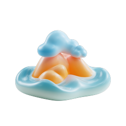 Mountain Cloud Island 3D Clay Icon - Nature Scene