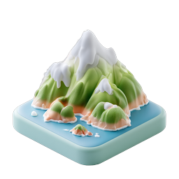 Mountain Island Clay Icon - 3D Nature Illustration Design