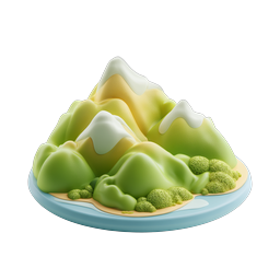 Mountain Island Clay 3D Icon - Cute Nature Landscape