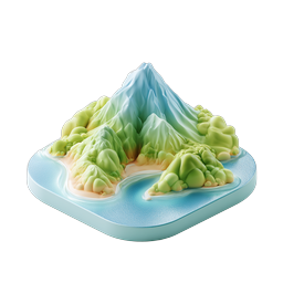 Clay 3D Mountain Island Diorama Icon - Isometric Landscape