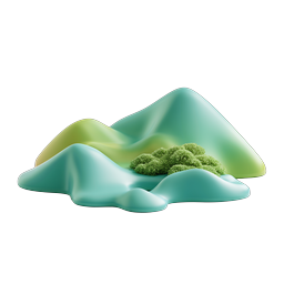 Stylized 3D Mountain Landscape Icon - Nature Design
