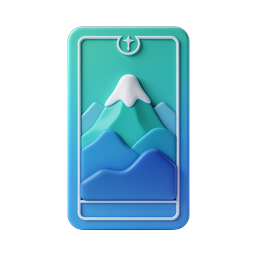 Mountain Picture Frame Icon - 3D Glossy UI Element