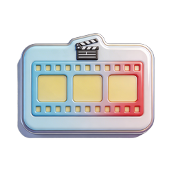 3D иконка кинохлопушки и камеры