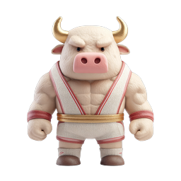 Muscle Bull Icon - Strong Cartoon Character for Fitness