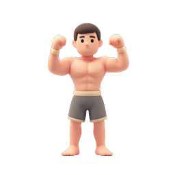 Muscle Flex Character Icon - 3D Clay Style Fitness Graphic