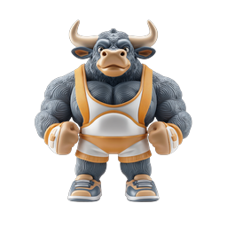 Muscular Bull Fitness Icon for Sports and Gym Use