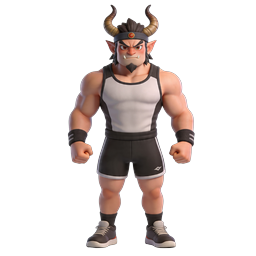 Muscular Horned Warrior Athlete 3D Character Icon