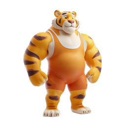 Muscular Tiger Athlete 3D Character Icon