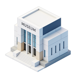 モダンな美術館のアイソメトリックアイコン | 3D建築