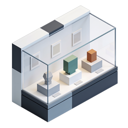 Museum Display Case 3D Icon - Isometric Art Gallery