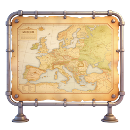 Icono de tablero de mapa de museo vintage