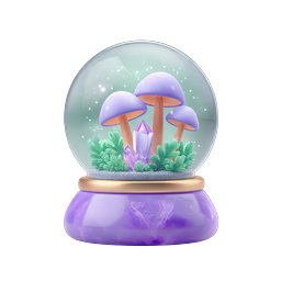 Magical Mushroom Crystal Snow Globe 3D Icon