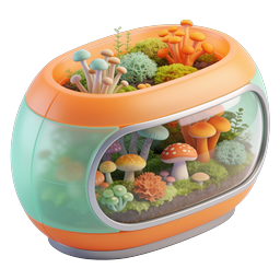 Mushroom Terrarium Ecosystem 3D Icon