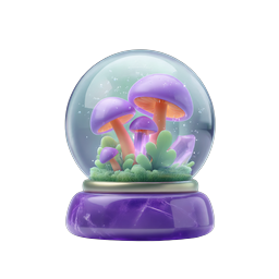 Enchanted Purple Mushroom Terrarium Snow Globe 3D Icon