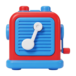 3D Clay Music Box Icon with Musical Note