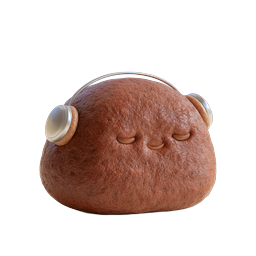 Cute 3D Potato Character with Headphones Music Icon
