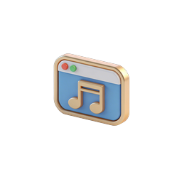 3D Music Player App Icon with Golden Note