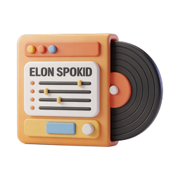3D Music Player Icon with Vinyl Record Design