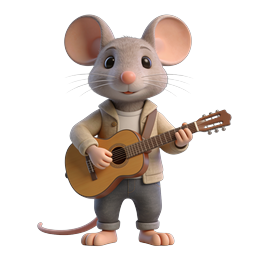 Charming Musical Mouse Icon with Guitar