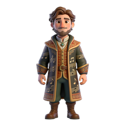 Musical Performer 3D Character Icon - Bearded Gentleman