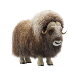 Icona realistica di bue muschiato, fauna artica