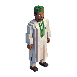 3D Voxel Muslim Man Character Icon - Traditional Attire