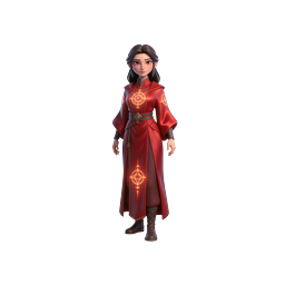 Mystic Red Robe Fantasy Character 3D Icon