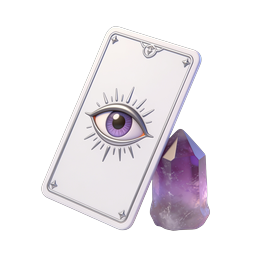 Mystic Tarot Card Icon with Amethyst Crystal - 3D