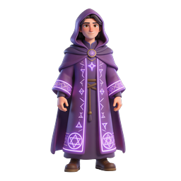 Mystic Wizard Character 3D Icon | Fantasy Mage