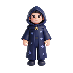 Mystic Wizard Character Figurine Icon - 3D Rendered