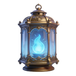 Mystical Blue Flame Lantern Fantasy Icon | RPG Game Asset