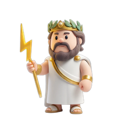 Stylized Greek God Icon with Lightning Bolt