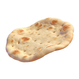 Realistic 3D Naan Bread Icon - Flatbread Food Asset