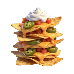 Loaded Nachos Stack Icon - 3D Realistic Food Illustration