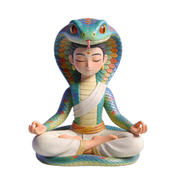 Naga Serpent Deity Meditation Icon - 3D Spiritual Art